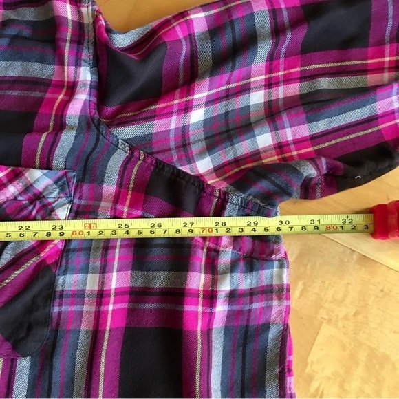 Terra & Sky Plaid Button Down Blouse, Pink, Black, Size 4X - Picture 10 of 17